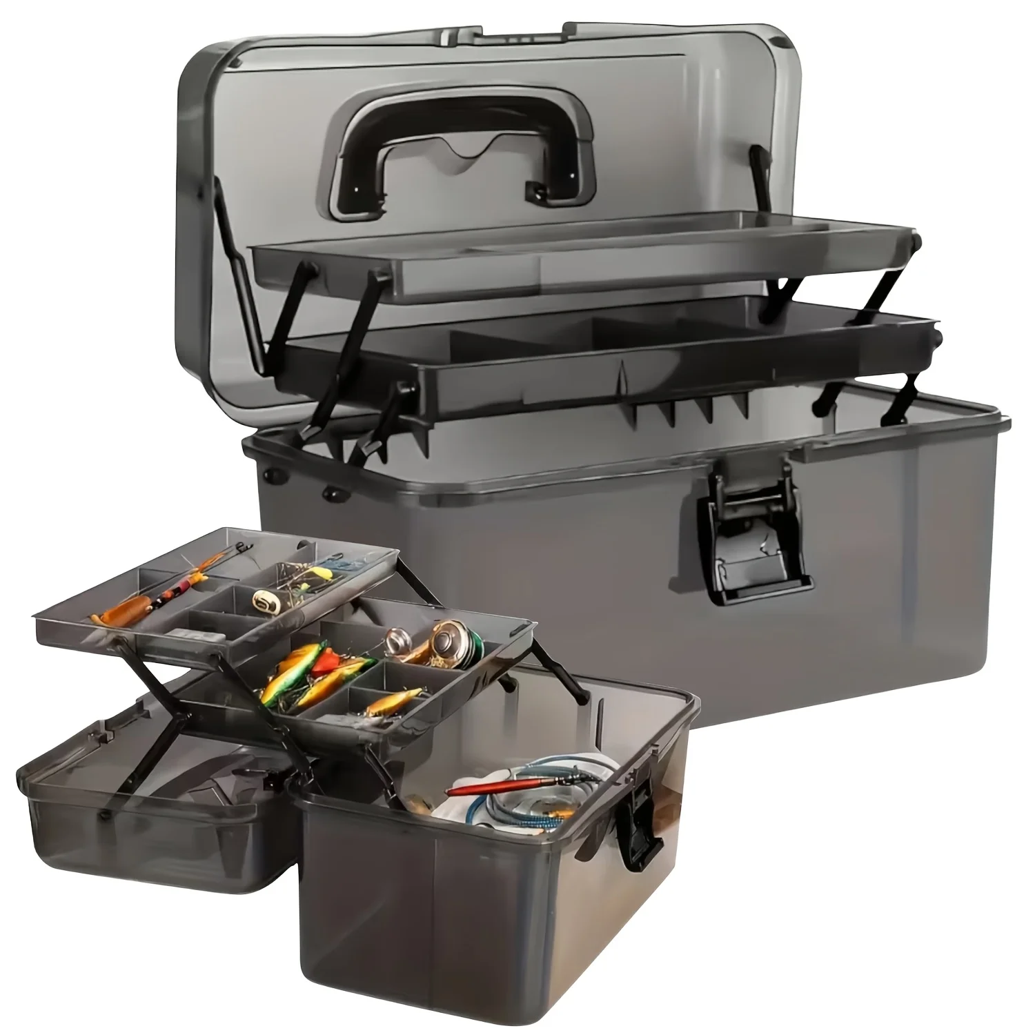 Fish Finder Case - Langlebige PE-Angelausrüstungsbox | Große Kapazität, schwarzes