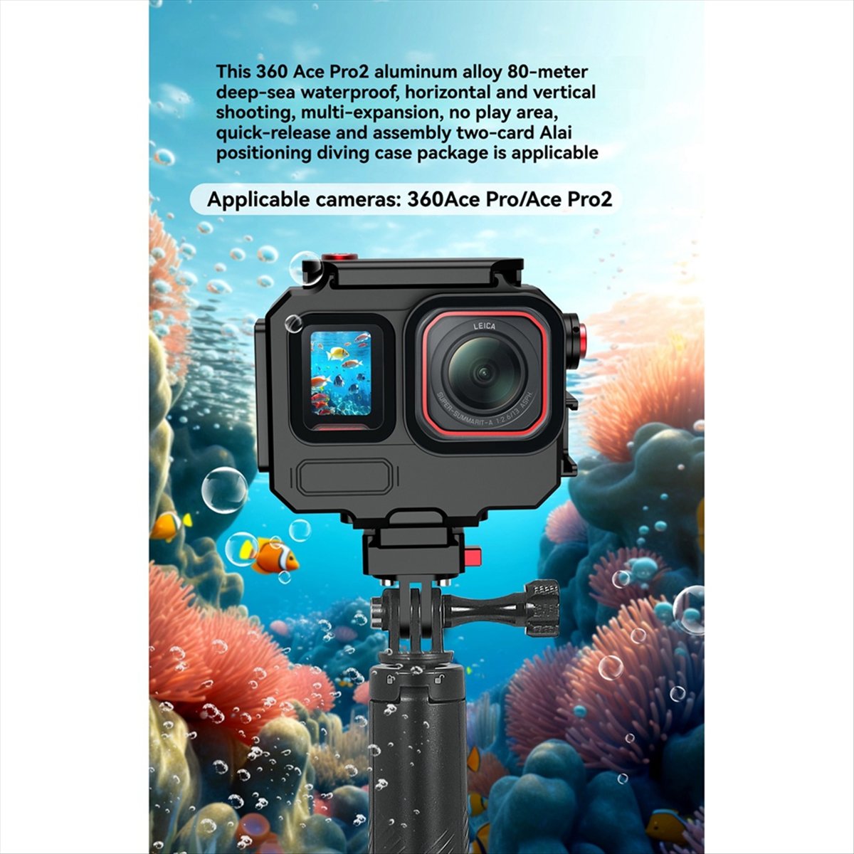 Underwater Camera - M05K 263FT/80M Wasserdichtes Gehäuse für Insta360